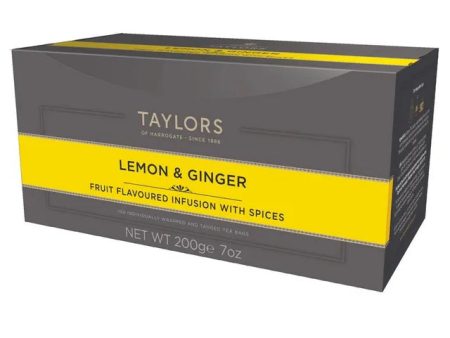 TAYLORS OF HARROGATE LEMON & GINGER TAG & ENVELOPE TEA BAGS (100 bags) Online Hot Sale