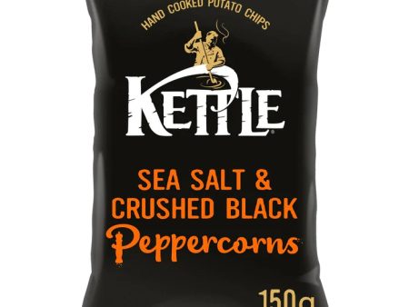 KETTLE CHIPS SEA SALT & CRUSHED BLACK PEPPERCORNS (130g) x 12 For Sale