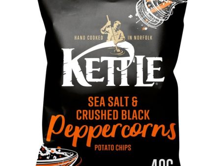 KETTLE CHIPS SEA SALT & CRUSHED BLACK PEPPERCORNS (40g) x 18 Online Sale