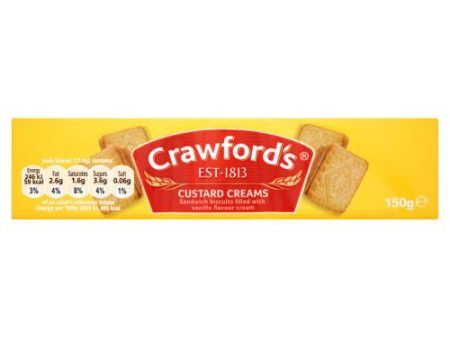 CRAWFORD S CUSTARD CREAMS (150g) x 12 For Sale