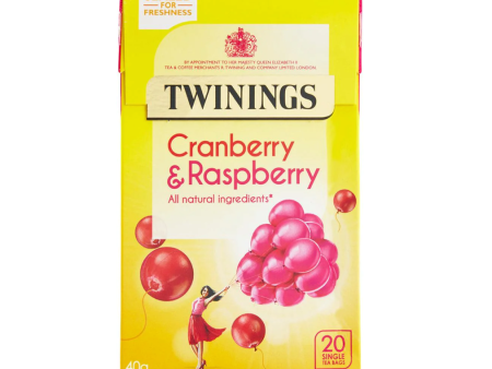 TWININGS CRANBERRY & RASPBERRY TAG & ENVELOPE TEA BAGS (20 bags) Online now