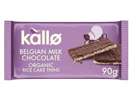 KALLO BELGIAN MILK CHOCOLATE RICE CAKE THINS (90g) x 16 Supply