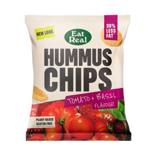 EAT REAL HUMMUS CHIPS TOMATO & BASIL (22g) x 24 For Sale