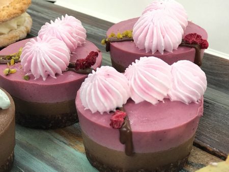 ALL NEW BOX SIZE - NOW IN BOXES OF 12 Homemade Bliss Gluten Free Vegan Raw Raspberry Silk Cake For Sale