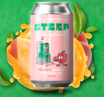 Whistle Beverage Co Steep Your Whistle Peachy Queen Sparkling Iced Tea 330ml Sale