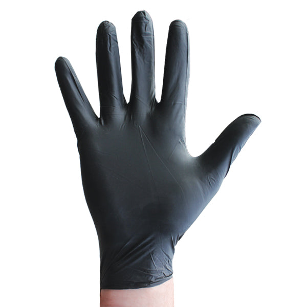 BLACK NITRILE POWDER FREE GLOVES - LARGE x 100 Discount