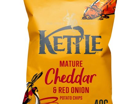 KETTLE CHIPS MATURE CHEDDAR & RED ONION (40g) x 18 For Cheap