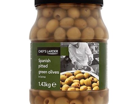 CHEFS LARDER SPANISH PITTED GREEN OLIVES (1.43kg) For Sale