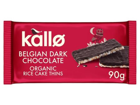 KALLO BELGIAN DARK CHOCOLATE RICE CAKE THINS (90g) x 16 on Sale