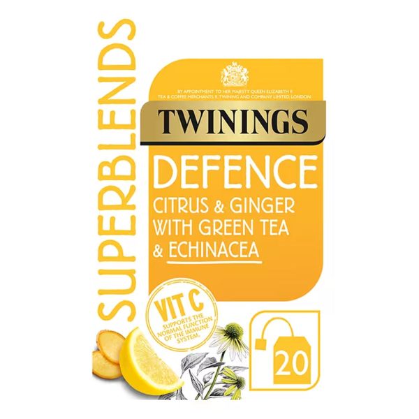 TWININGS SUPERBLENDS DEFENCE ENVELOPED TEA BAGS (20 bags) x 4 Discount