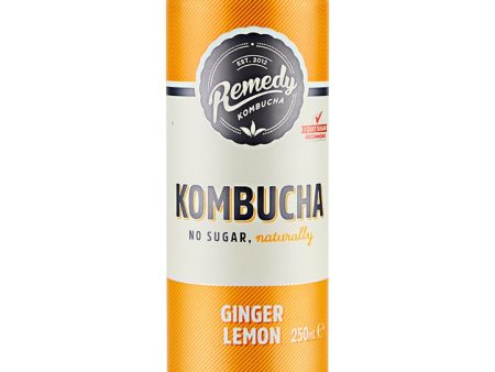 REMEDY DRINKS KOMBUCHA GINGER & LEMON CANS (250ml) x 12 Online Hot Sale