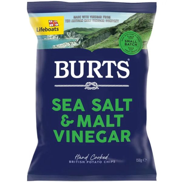 BURTS CHIPS SEA SALT & MALT VINEGAR CRISPS (150g) x 10 Sale