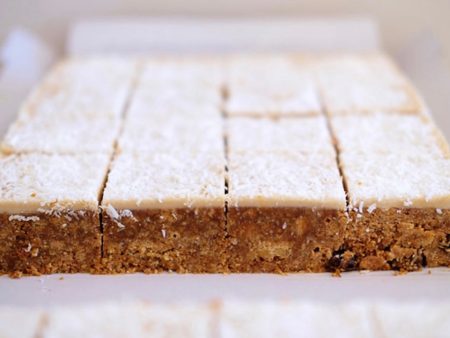 The Bake List Gluten Free & Vegan Gingernut Macadamia White Chocolate Slice Supply