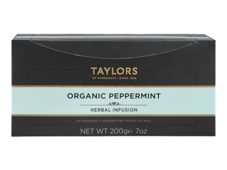 TAYLORS OF HARROGATE ORGANIC PEPPERMINT TAG & ENVELOPE TEA BAGS (100 bags) For Discount