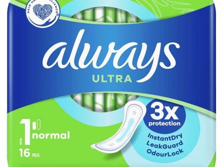 ALWAYS ULTRA NORMAL SANITARY TOWELS (16 pack) x 16 Cheap