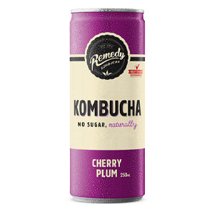 REMEDY DRINKS KOMBUCHA CHERRY PLUM CANS (250ml) x 12 For Cheap