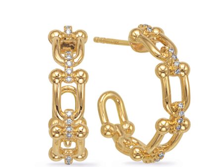 Yellow Gold Diamond Earring on Sale