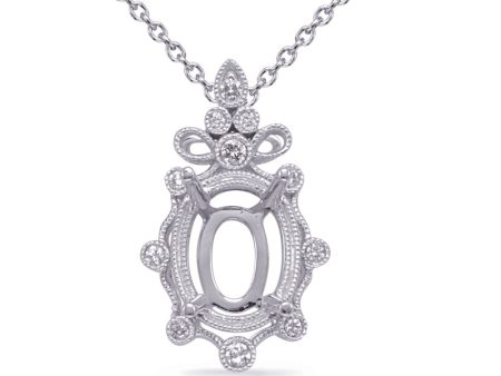 White Gold Diamond Pendant 11x9mm Oval Online