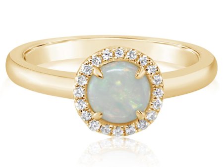 14K Yellow Gold Australian Opal Diamond Ring Online now