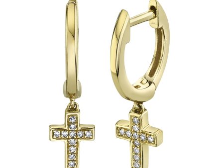 0.04CT DIAMOND CROSS HUGGIE EARRING Supply