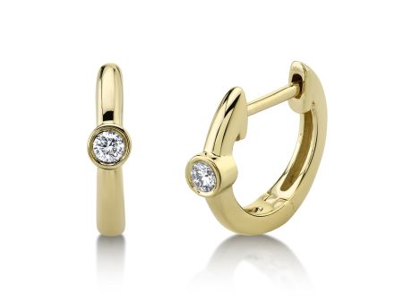 0.06CT DIAMOND BEZEL HUGGIE EARRING on Sale