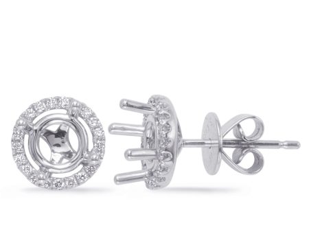 White Gold Four Prong Earring Setting For Sale