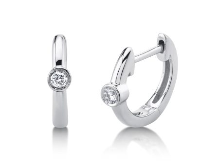 0.06CT DIAMOND BEZEL HUGGIE EARRING Sale