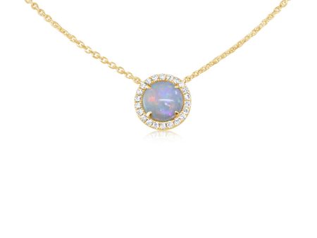 14K Yellow Gold Australian Opal Diamond Neckpiece For Sale