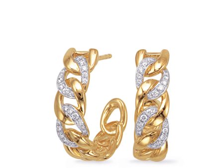 Yellow Gold Diamond Hoop Earring For Discount