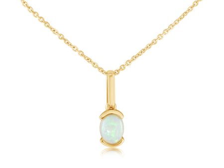 14K Yellow Gold Australian Opal Pendant For Discount