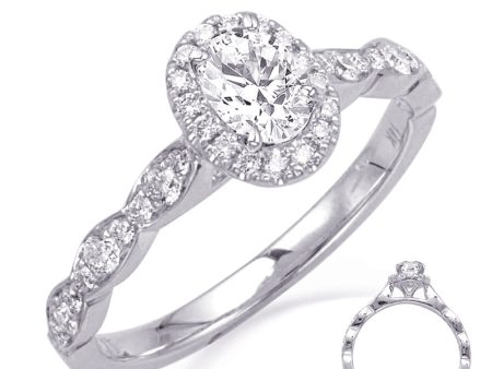 White Gold Oval Halo Engagement Ring Hot on Sale