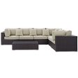 Convene 7 Piece Outdoor Patio Sectional Set in Espresso Beige For Cheap