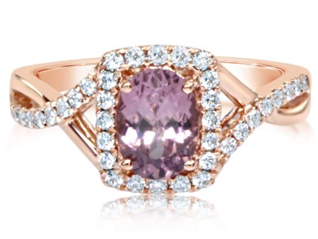 14K Rose Gold Lotus Garnet Diamond Ring on Sale