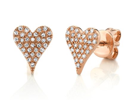 0.14CT DIAMOND PAVE HEART STUD EARRING Sale