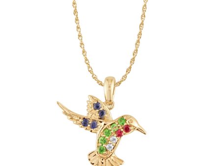 14K Yellow Gold Ruby Tsavorite Blue & Green Sapphire Small Hummingbird (18x19) Online Hot Sale