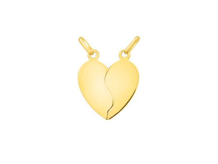 14K Gold Doube Bail Broken Heart Pendant For Sale