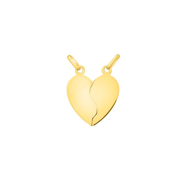 14K Gold Doube Bail Broken Heart Pendant For Sale