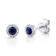 0.08CT DIAMOND & 0.28CT BLUE SAPPHIRE STUD EARRING For Discount