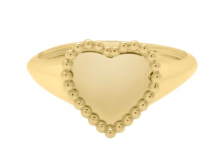 14K Gold Popcorn Bead Heart Ring Cheap