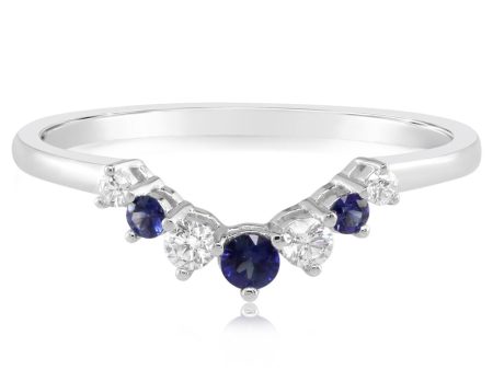 14K White Gold Sapphire Diamond Ring Fashion