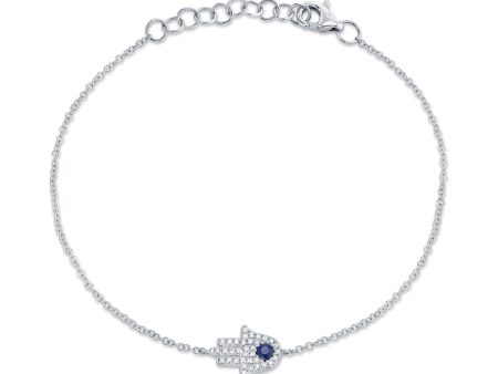 0.09CT DIAMOND & 0.08CT BLUE SAPPHIRE HAMSA BRACELET Online now