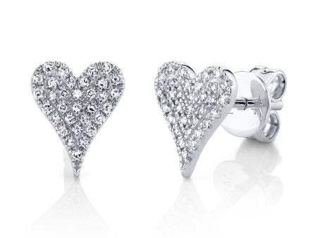 0.14CT DIAMOND PAVE HEART STUD EARRING For Discount