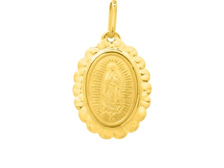 14K Gold Our Lady of Guadalupe Pendant For Sale