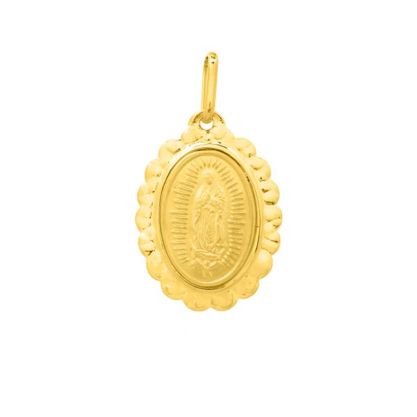 14K Gold Our Lady of Guadalupe Pendant For Sale