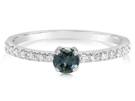 14K White Gold Montana Sapphire Ring Hot on Sale